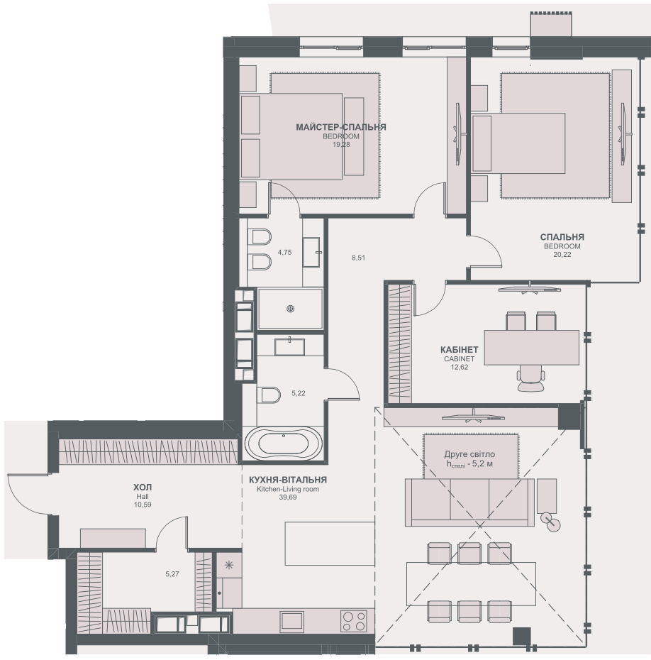 3-комнатная 127.49 м² в ЖК TRIIINITY от 62 900 грн/м², Киев