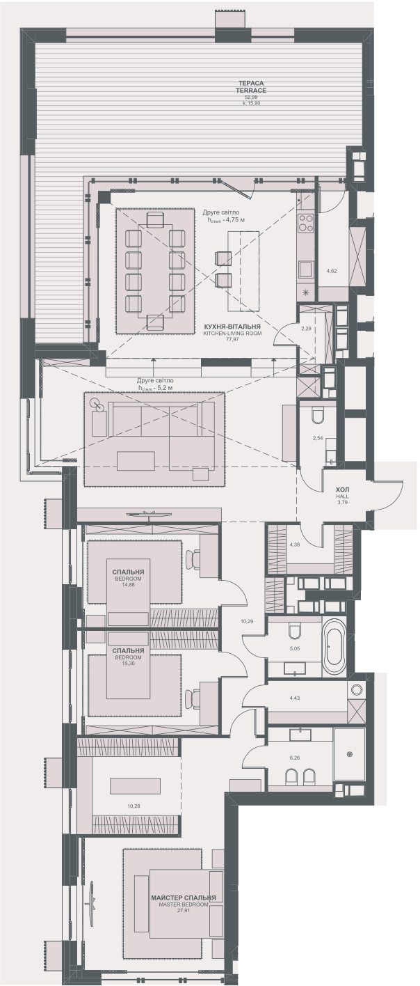 3-комнатная 204.31 м² в ЖК TRIIINITY от 62 900 грн/м², Киев