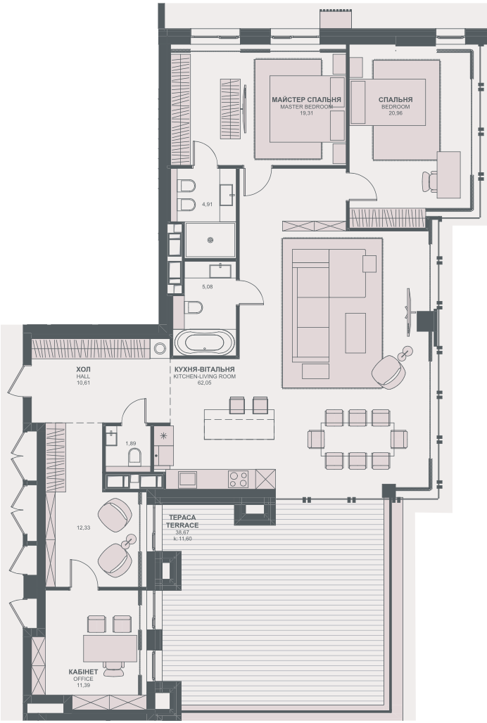 3-комнатная 159.32 м² в ЖК TRIIINITY от 62 900 грн/м², Киев