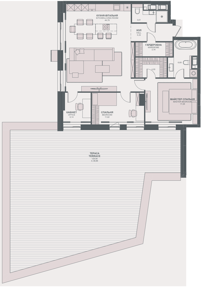 3-комнатная 142.97 м² в ЖК TRIIINITY от 84 400 грн/м², Киев