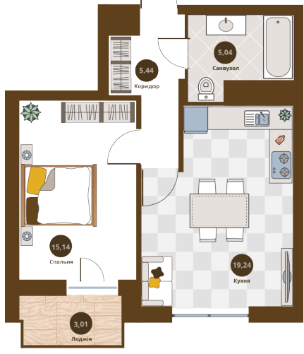 1-кімнатна 46.42 м² в ЖК Villa Magnolia Spring від 30 400 грн/м², Львів