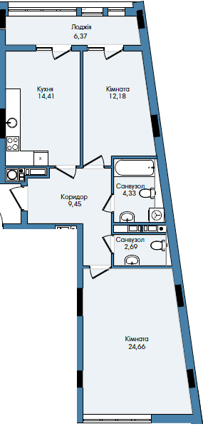 2-кімнатна 74.3 м² в ЖК Washington City від 19 500 грн/м², Львів