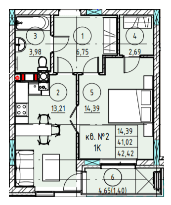 1-комнатная 42.42 м² в ЖК Z40 от 43 100 грн/м², Львов