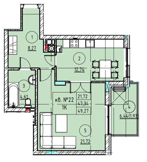 1-комнатная 49.27 м² в ЖК Z40 от 45 200 грн/м², Львов