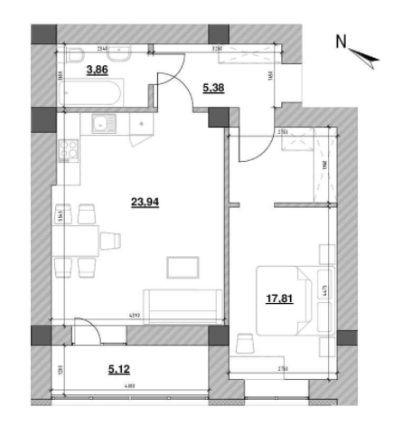 1-комнатная 56.11 м² в ЖК Шенген от 20 328 грн/м², Львов