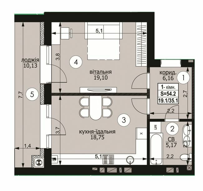 1-кімнатна 54.2 м² в ЖК на вул. Пасічна, 133А від 20 250 грн/м², Львів