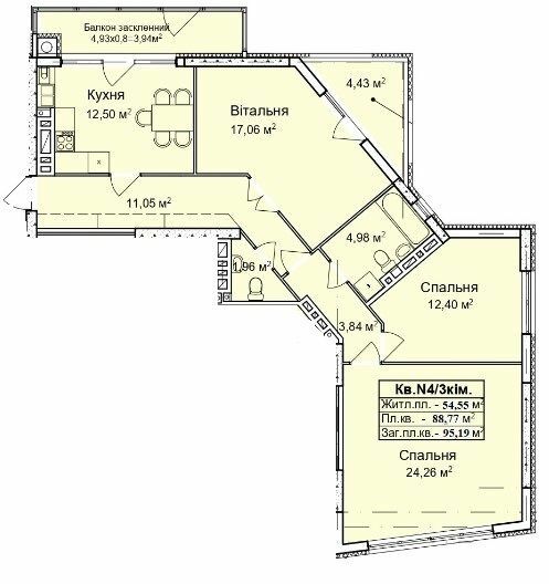 3-комнатная 95.19 м² в ЖК Сиховская Околица 2 от 18 450 грн/м², Львов