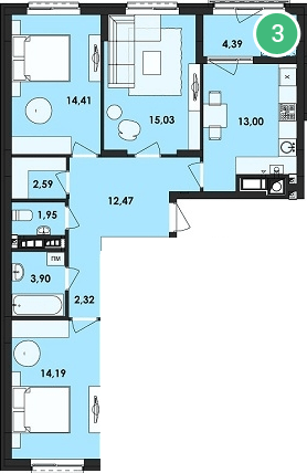 3-кімнатна 84.25 м² в ЖК Семицвіт від 26 550 грн/м², Львів