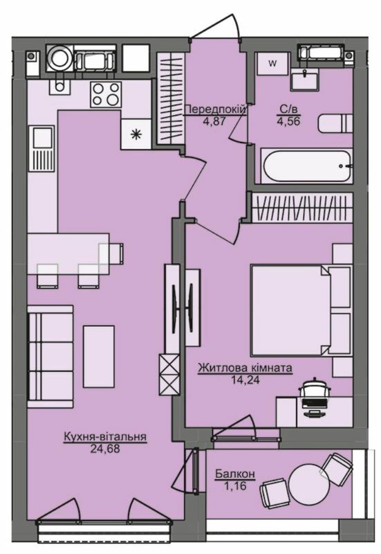 1-комнатная 49.51 м² в ЖК Семицвет от 33 250 грн/м², Львов