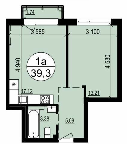 1-кімнатна 39.3 м² в ЖК Грінвуд 2 від 19 250 грн/м², смт Брюховичі