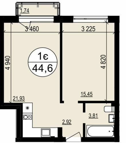 1-комнатная 44.6 м² в ЖК Гринвуд 2 от 19 250 грн/м², пгт Брюховичи