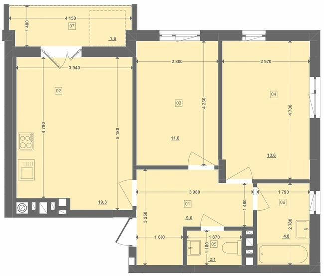2-кімнатна 62.1 м² в ЖК Етно Дім від 14 900 грн/м², с. Горішній