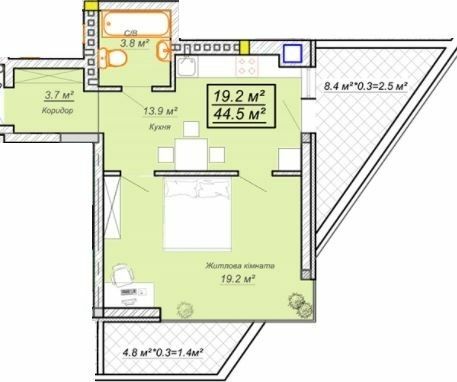 1-кімнатна 44.5 м² в ЖК Grand Village від 22 000 грн/м², с. Сокільники