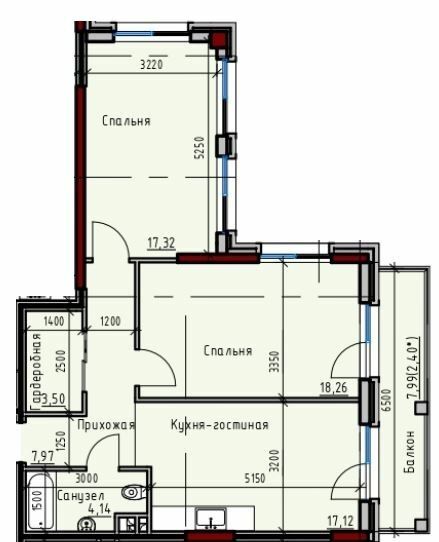 3-комнатная 70.73 м² в ЖК Пространство+ на Дачной от 32 250 грн/м², Одесса