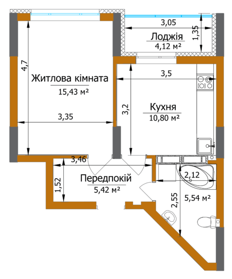 1-комнатная 43.36 м² в ЖК Eco Dream от 38 200 грн/м², Киев