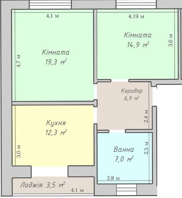 2-кімнатна 63.9 м² в ЖК Екологічний від 15 900 грн/м², Вінниця