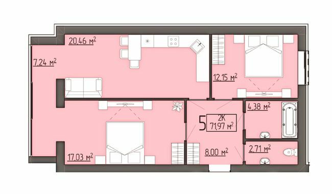 2-комнатная 71.79 м² в ЖК Бузковый от 17 900 грн/м², г. Винники