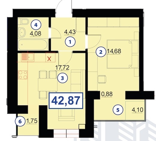 1-кімнатна 42.87 м² в ЖК Квартал Гімназійний 2 від 12 500 грн/м², Івано-Франківськ