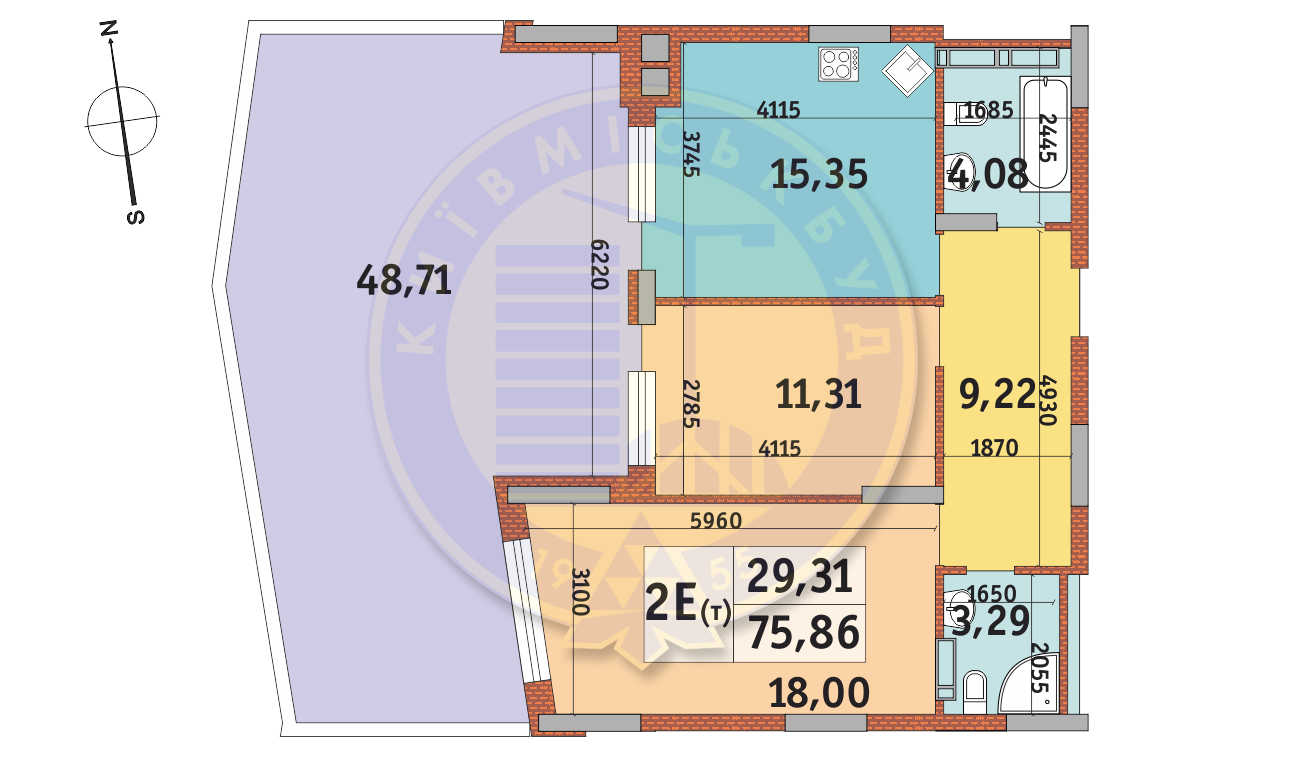 2-комнатная 73.83 м² в ЖК Итальянский квартал от 33 000 грн/м², Киев