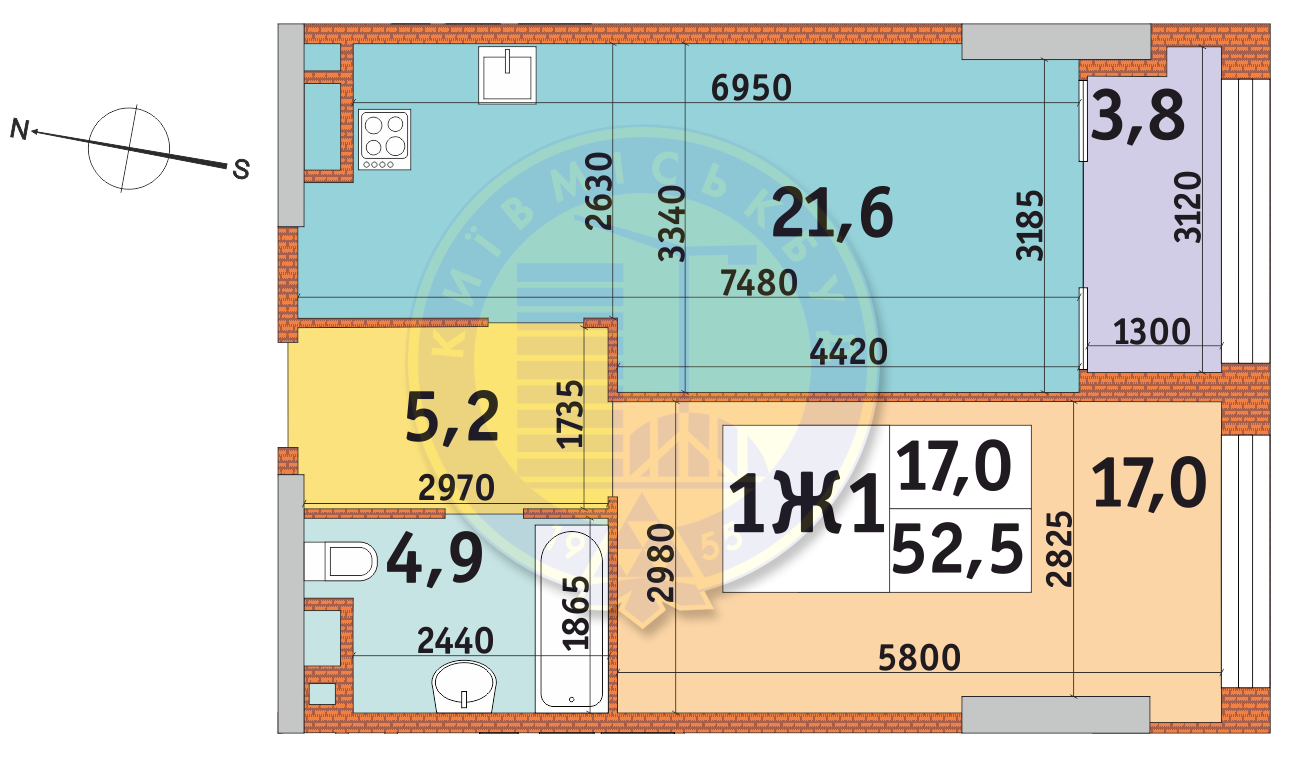 1-комнатная 52.5 м² в ЖК Manhattan City от 55 226 грн/м², Киев