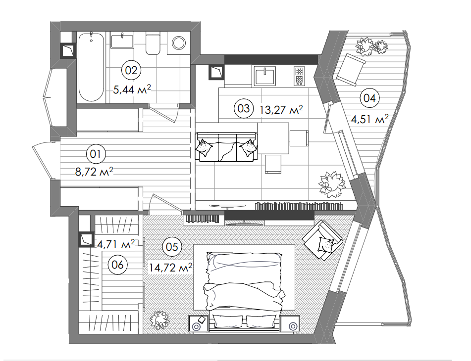 1-комнатная 48.21 м² в ЖК Creator City от 42 784 грн/м², Киев