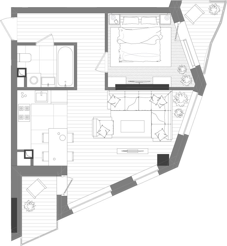 1-кімнатна 49.2 м² в ЖК Creator City від 43 396 грн/м², Київ