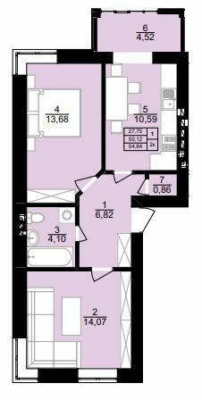 2-кімнатна 54.64 м² в ЖК Вілла Севілья від 15 900 грн/м², м. Винники