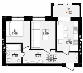 2-комнатная 43.44 м² в ЖК Вилла Севилья от 15 900 грн/м², г. Винники