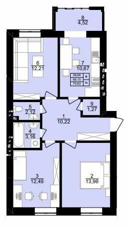 3-комнатная 70.62 м² в ЖК Вилла Севилья от 16 950 грн/м², г. Винники