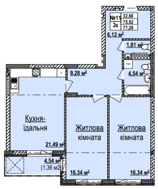 2-комнатная 77.28 м² в ЖК The High Hills от 31 050 грн/м², Львов