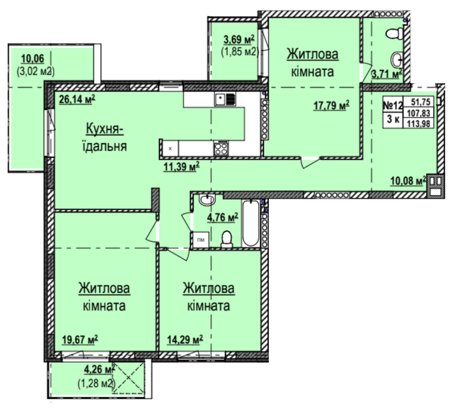 3-кімнатна 113.98 м² в ЖК The High Hills від 28 250 грн/м², Львів