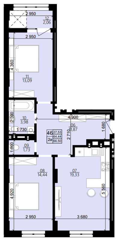 2-кімнатна 66.5 м² в ЖК Світанок від 22 800 грн/м², Львів