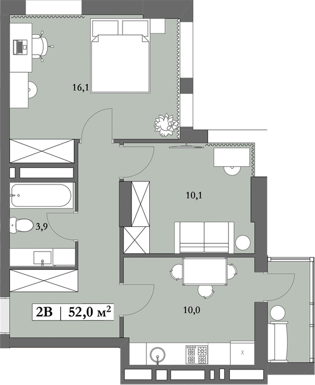 2-комнатная 52 м² в ЖК Lagom от 28 750 грн/м², Днепр