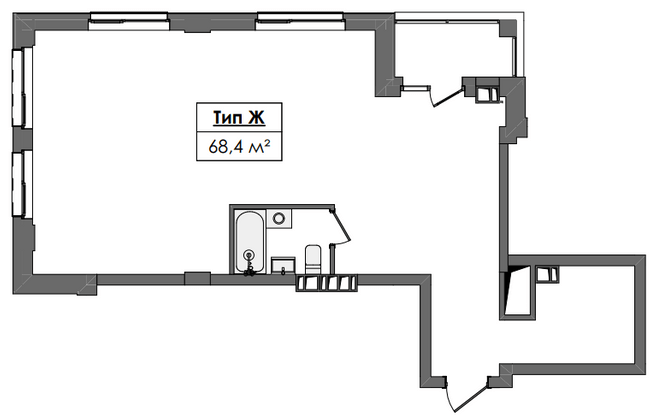 2-кімнатна 68.4 м² в ЖК Жовтневий від 37 350 грн/м², Дніпро