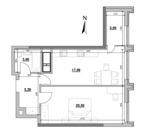 1-кімнатна 51.59 м² в ЖК Nordica Residence від 66 815 грн/м², Київ