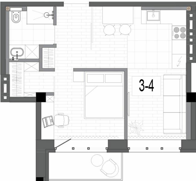 1-кімнатна 41.7 м² в КБ на Короленко від 34 100 грн/м², Дніпро