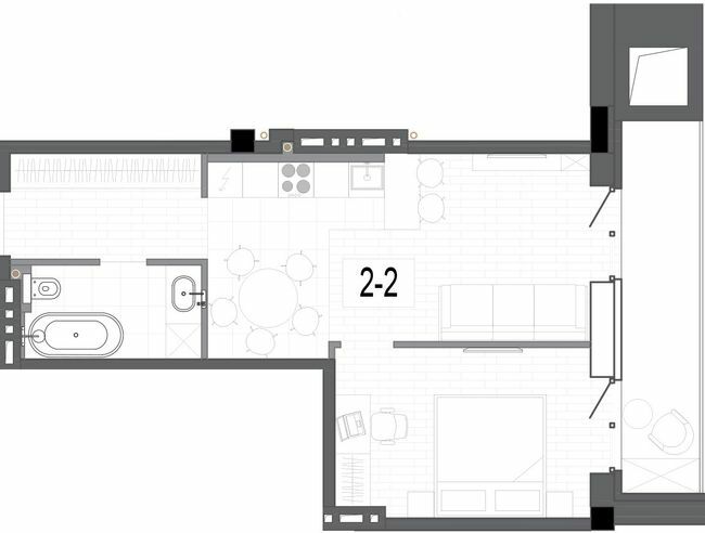 1-комнатная 48.4 м² в КД на Короленко от 30 750 грн/м², Днепр