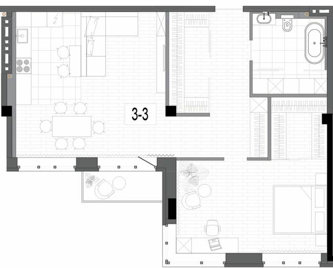 2-кімнатна 91.6 м² в КБ на Короленко від 33 150 грн/м², Дніпро