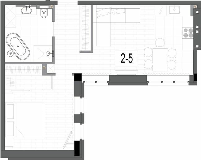 2-комнатная 52.3 м² в КД на Короленко от 33 150 грн/м², Днепр