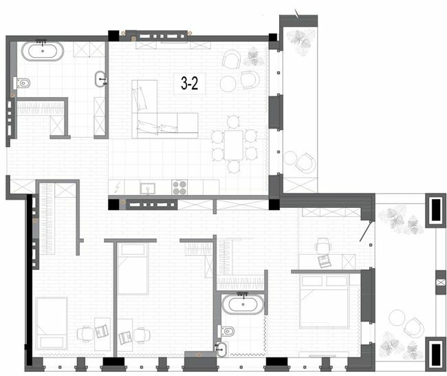 3-комнатная 135 м² в КД на Короленко от 33 150 грн/м², Днепр