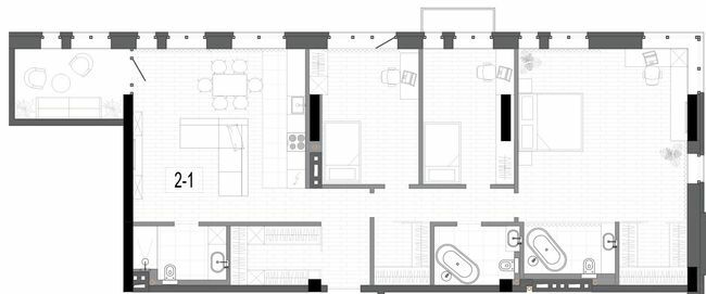 2-кімнатна 145.1 м² в КБ на Короленко від 28 700 грн/м², Дніпро