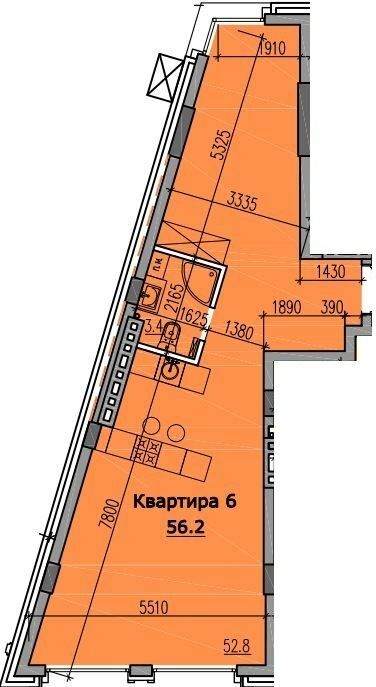 1-комнатная 56.2 м² в КД Классик Холл от 38 250 грн/м², Днепр