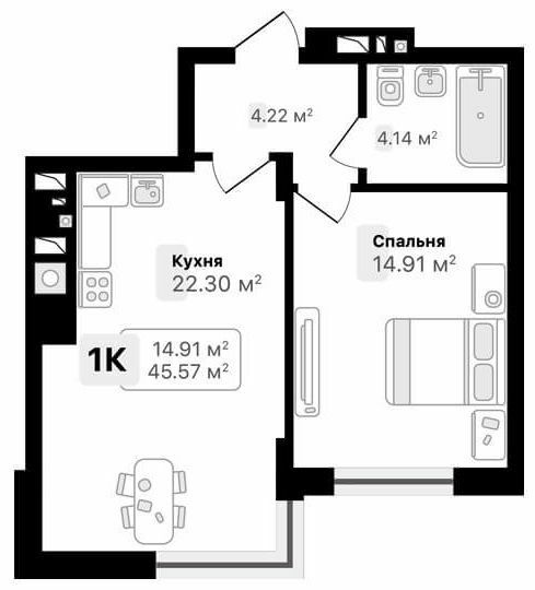 1-комнатная 45.57 м² в ЖК AUROOM FOREST от 18 000 грн/м², г. Винники