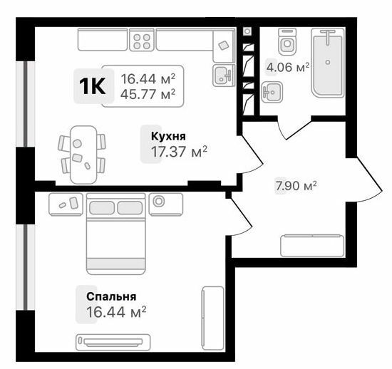 1-кімнатна 45.77 м² в ЖК AUROOM FOREST від 18 000 грн/м², м. Винники
