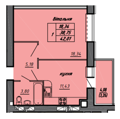 1-комнатная 42.01 м² в ЖК на ул. Черновицкая, 71 от 14 300 грн/м², Тернополь