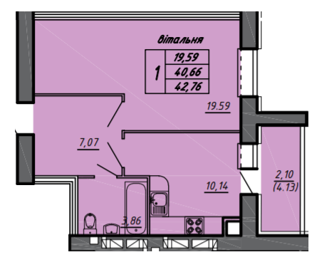 1-комнатная 42.76 м² в ЖК на ул. Черновицкая, 71 от 14 300 грн/м², Тернополь