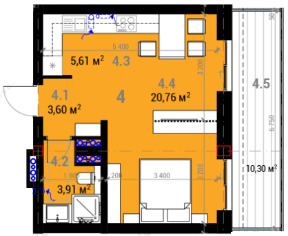 1-кімнатна 36.97 м² в ЖК R23 від 23 300 грн/м², Ужгород