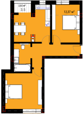2-кімнатна 60.82 м² в ЖК R23 від 23 250 грн/м², Ужгород