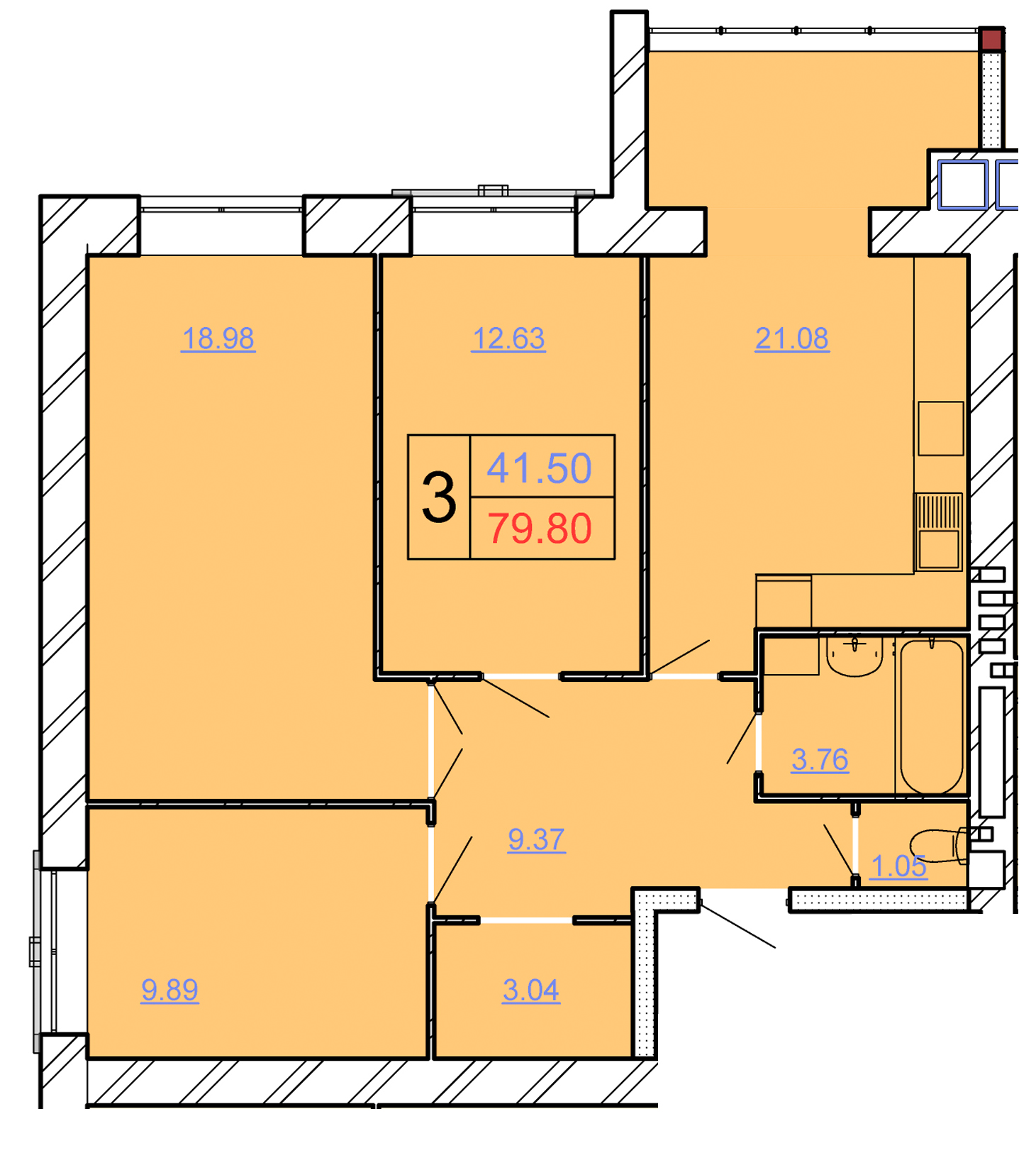3-кімнатна 79.8 м² в ЖК Avila Lux II від 19 000 грн/м², Хмельницький