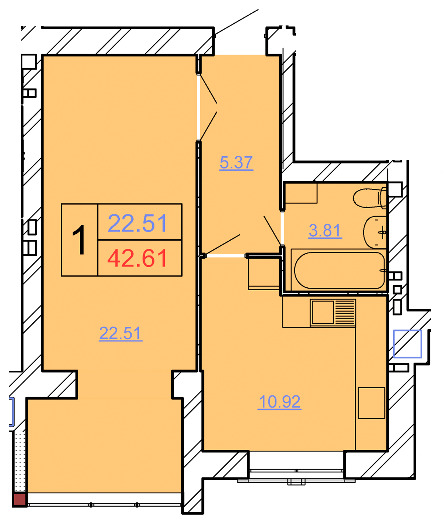 1-кімнатна 42.61 м² в ЖК Avila Lux II від 19 000 грн/м², Хмельницький
